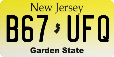 NJ license plate B67UFQ