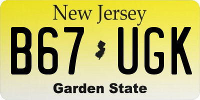 NJ license plate B67UGK