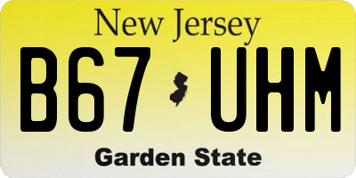 NJ license plate B67UHM
