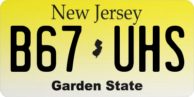NJ license plate B67UHS