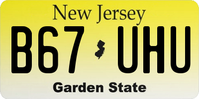 NJ license plate B67UHU