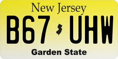 NJ license plate B67UHW