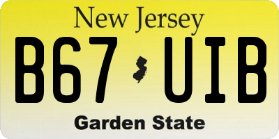 NJ license plate B67UIB