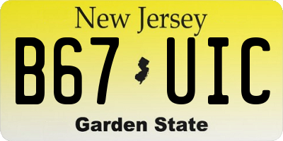 NJ license plate B67UIC