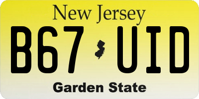 NJ license plate B67UID