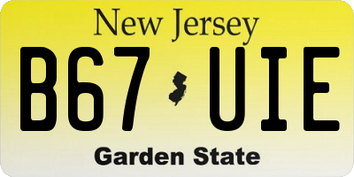 NJ license plate B67UIE