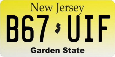NJ license plate B67UIF