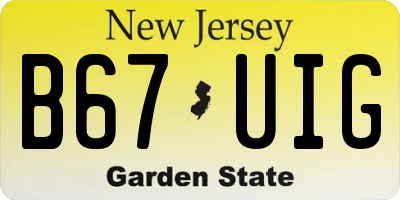 NJ license plate B67UIG