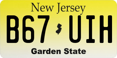 NJ license plate B67UIH