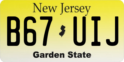 NJ license plate B67UIJ