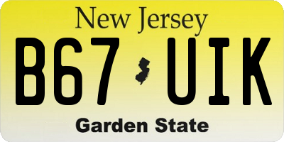NJ license plate B67UIK