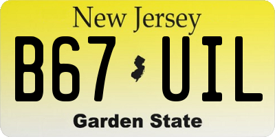 NJ license plate B67UIL