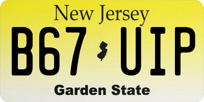 NJ license plate B67UIP