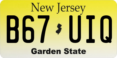 NJ license plate B67UIQ