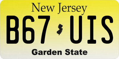 NJ license plate B67UIS
