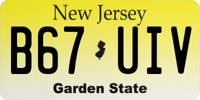 NJ license plate B67UIV