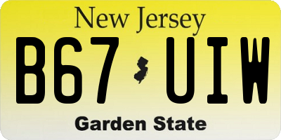 NJ license plate B67UIW