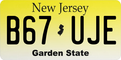 NJ license plate B67UJE