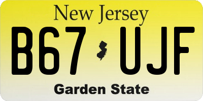 NJ license plate B67UJF