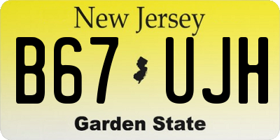 NJ license plate B67UJH