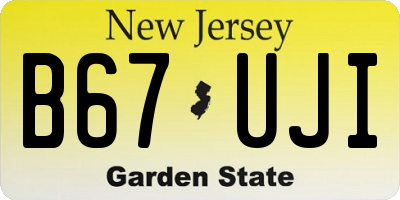NJ license plate B67UJI