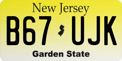 NJ license plate B67UJK