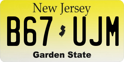 NJ license plate B67UJM