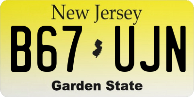 NJ license plate B67UJN