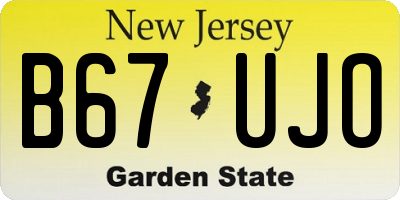 NJ license plate B67UJO