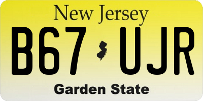 NJ license plate B67UJR