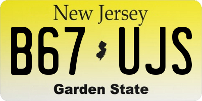NJ license plate B67UJS