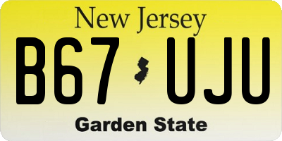 NJ license plate B67UJU