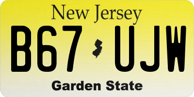 NJ license plate B67UJW
