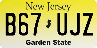 NJ license plate B67UJZ