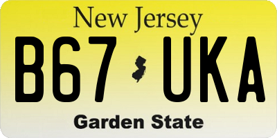 NJ license plate B67UKA