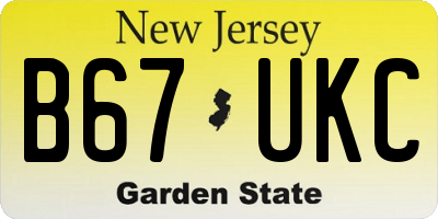 NJ license plate B67UKC