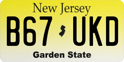 NJ license plate B67UKD