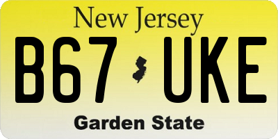 NJ license plate B67UKE