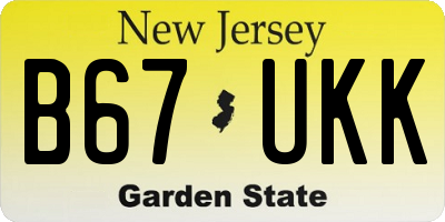 NJ license plate B67UKK