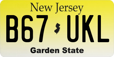 NJ license plate B67UKL