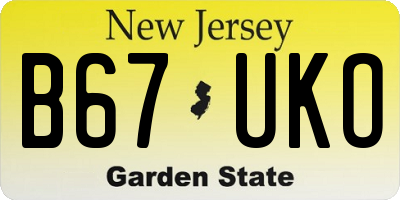 NJ license plate B67UKO