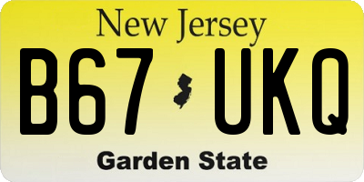 NJ license plate B67UKQ