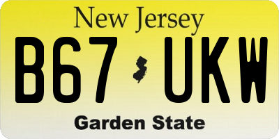 NJ license plate B67UKW