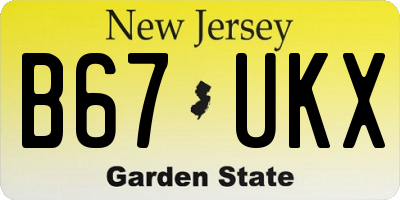 NJ license plate B67UKX