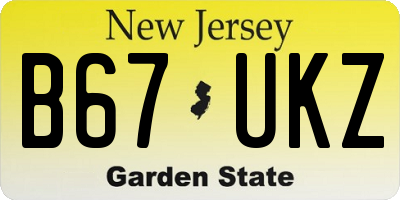 NJ license plate B67UKZ