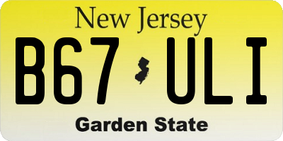 NJ license plate B67ULI