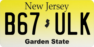 NJ license plate B67ULK