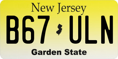 NJ license plate B67ULN