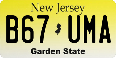 NJ license plate B67UMA