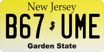 NJ license plate B67UME